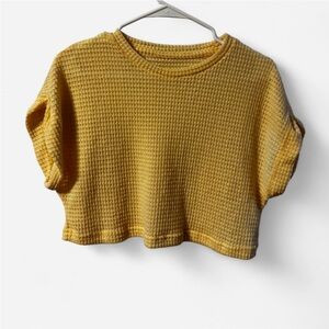 Yellow Waffle Knit Crop Top